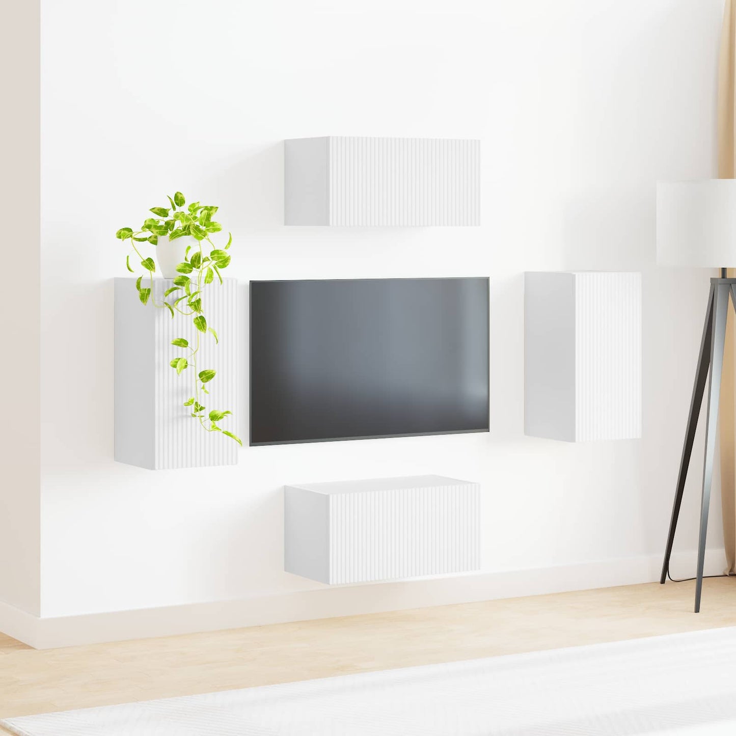 Conjunto De Mueble De Tv 4 Pcs Madera De Ingeniería