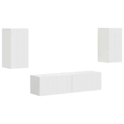 Conjunto De Mueble De Tv 4 Pcs Madera De Ingeniería