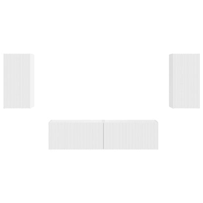 Conjunto De Mueble De Tv 4 Pcs Madera De Ingeniería