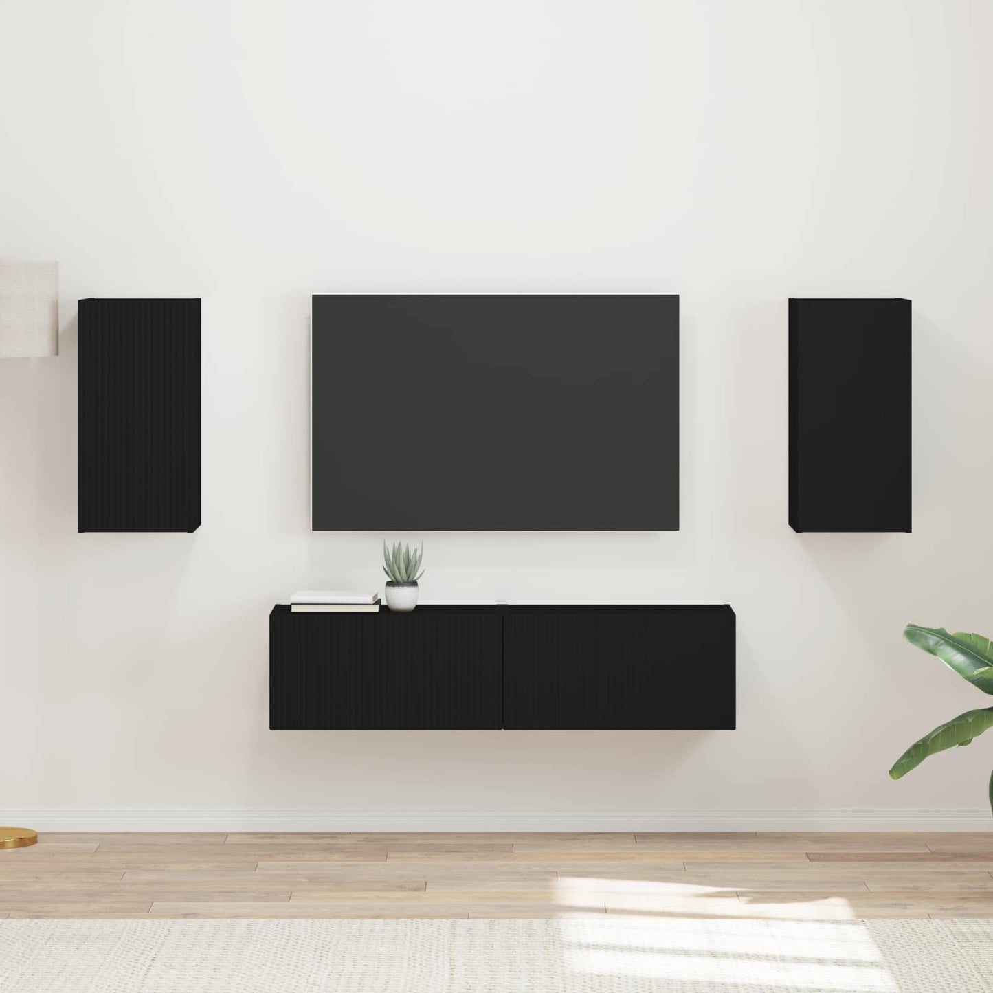 Conjunto De Mueble De Tv 4 Pcs Madera Vieja