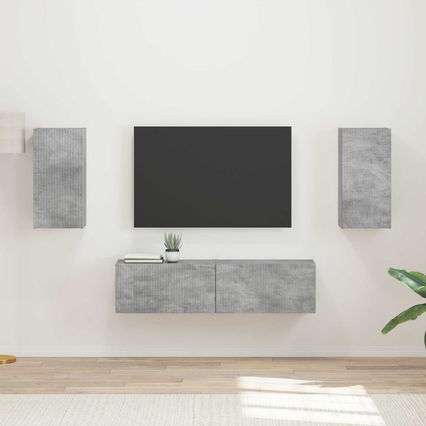 Conjunto De Mueble De Tv 4 Pcs Madera Vieja