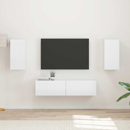 Conjunto De Mueble De Tv 4 Pcs Madera Vieja