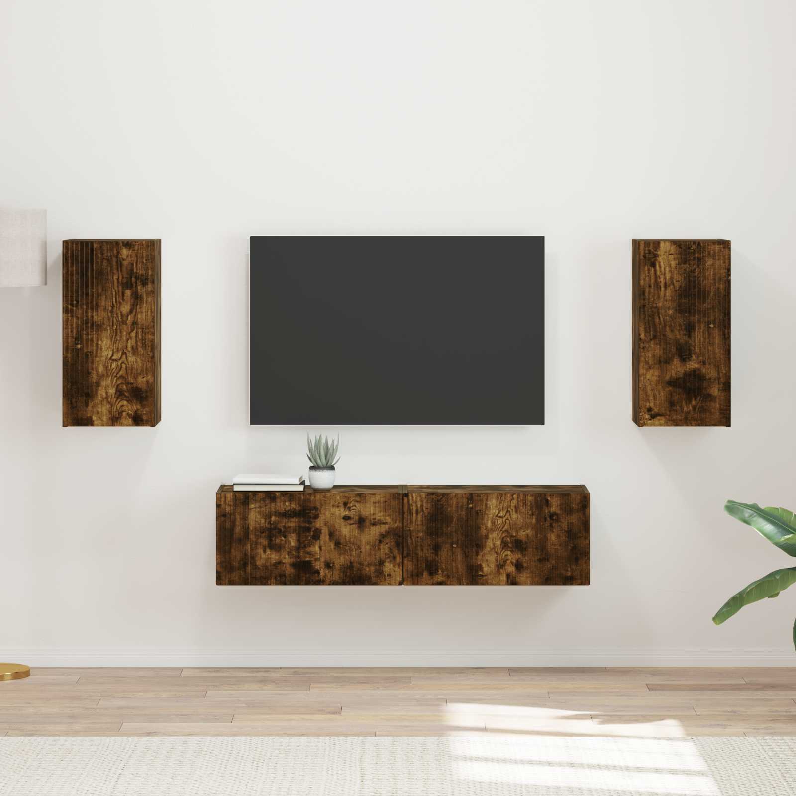 Conjunto De Mueble De Tv 4 Pcs Madera Vieja