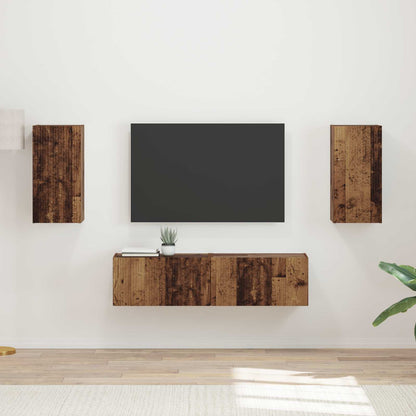 Conjunto De Mueble De Tv 4 Pcs Madera Vieja