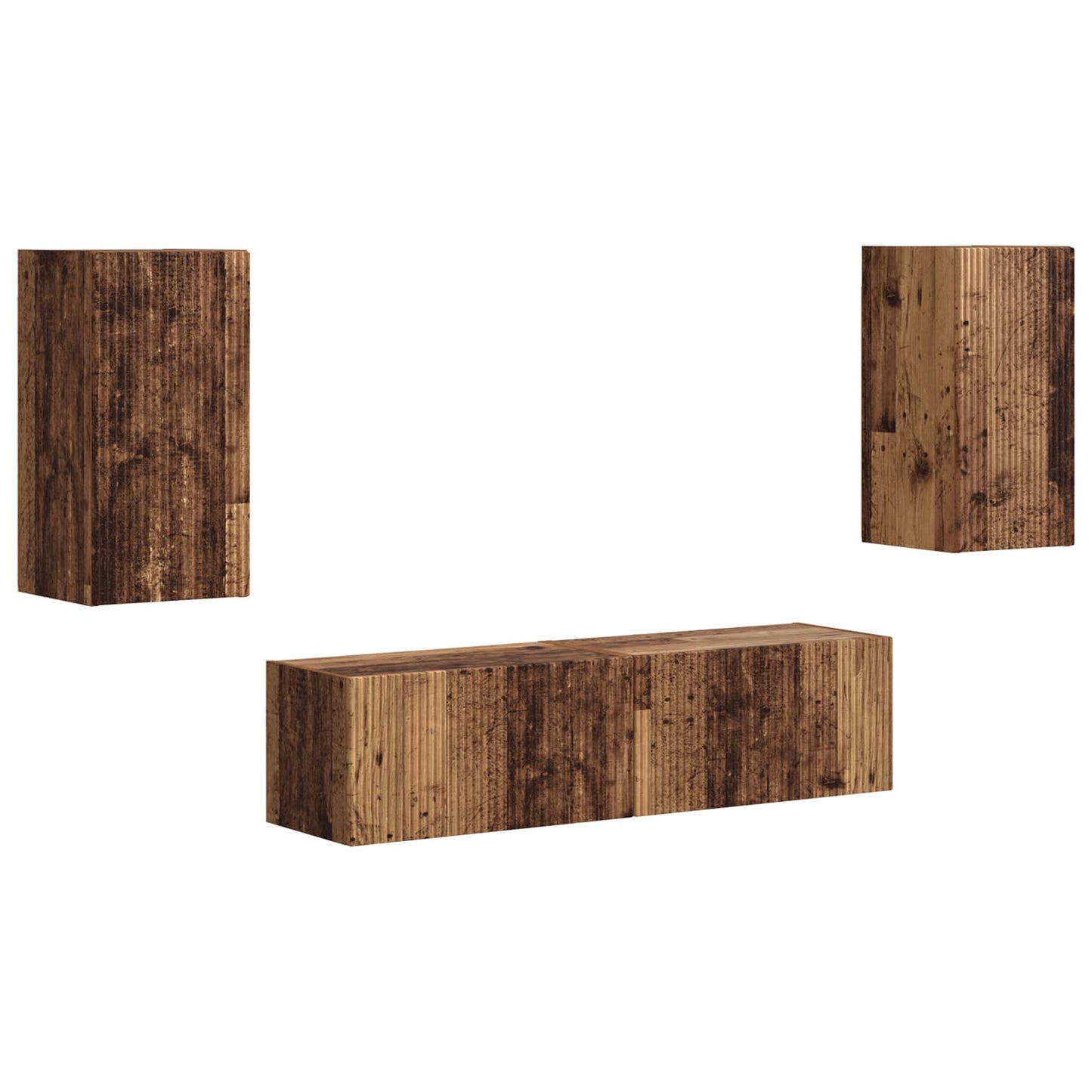 Conjunto De Mueble De Tv 4 Pcs Madera Vieja