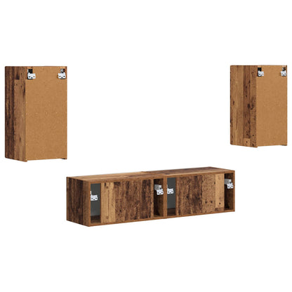Conjunto De Mueble De Tv 4 Pcs Madera Vieja