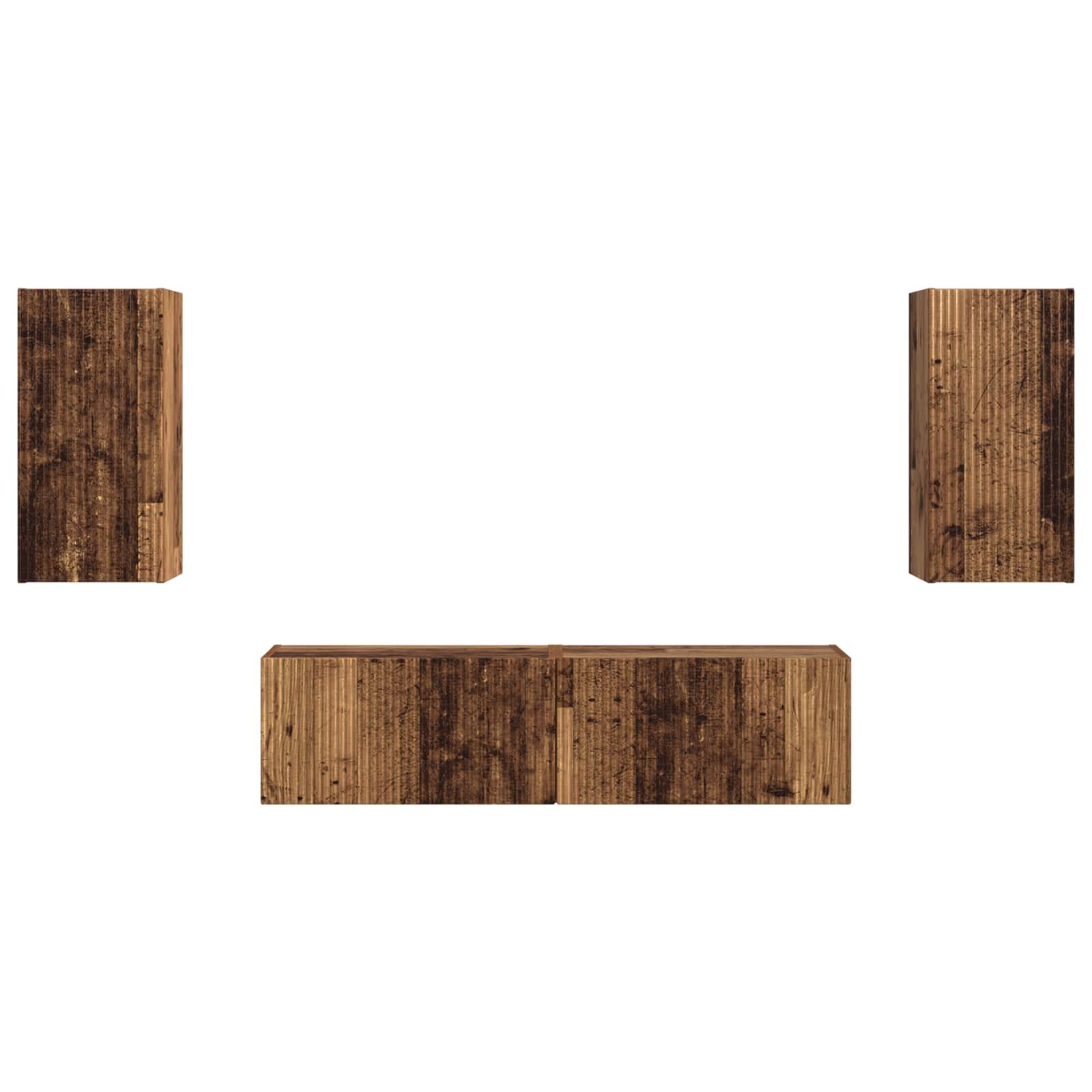 Conjunto De Mueble De Tv 4 Pcs Madera Vieja