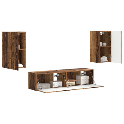 Conjunto De Mueble De Tv 4 Pcs Madera Vieja