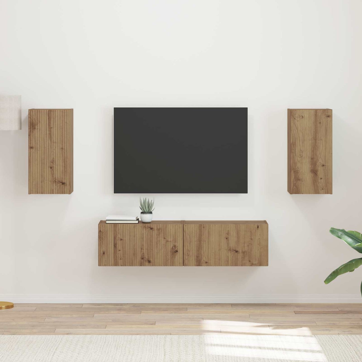 Conjunto De Mueble De Tv 4 Pcs Madera Vieja