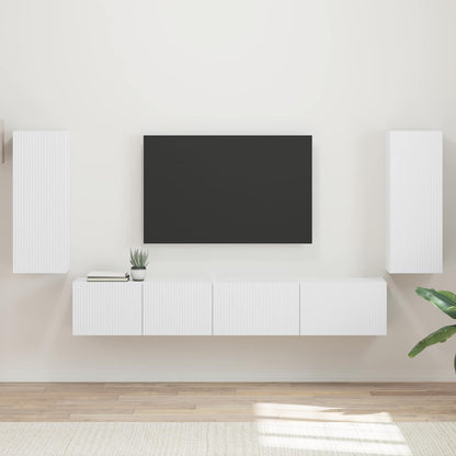 Conjunto De Mueble De Tv 4 Pcs Madera De Ingeniería