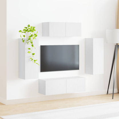 Conjunto De Mueble De Tv 4 Pcs Madera De Ingeniería
