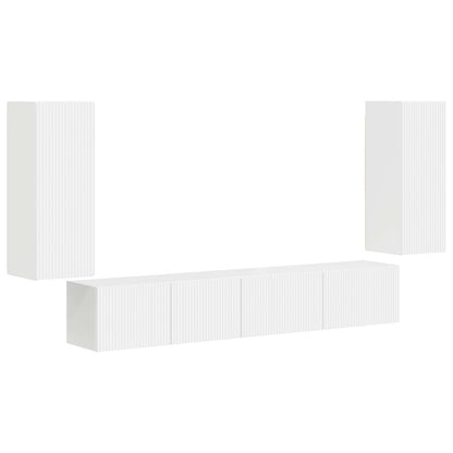 Conjunto De Mueble De Tv 4 Pcs Madera De Ingeniería