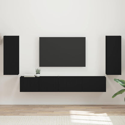 Conjunto De Mueble De Tv 4 Pcs Madera De Ingeniería