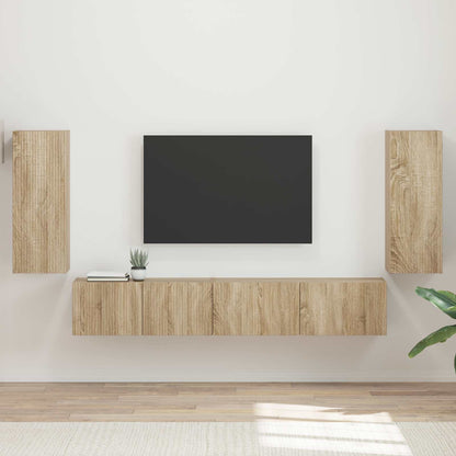 Conjunto De Mueble De Tv 4 Pcs Madera De Ingeniería