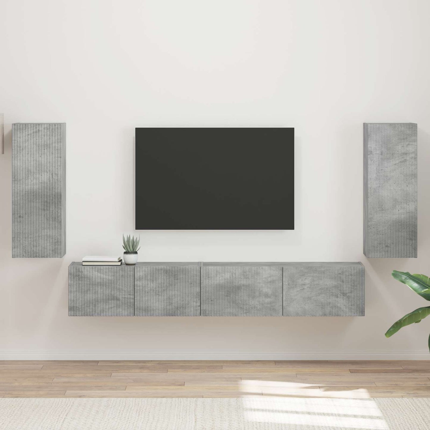 Conjunto De Mueble De Tv 4 Pcs Madera De Ingeniería