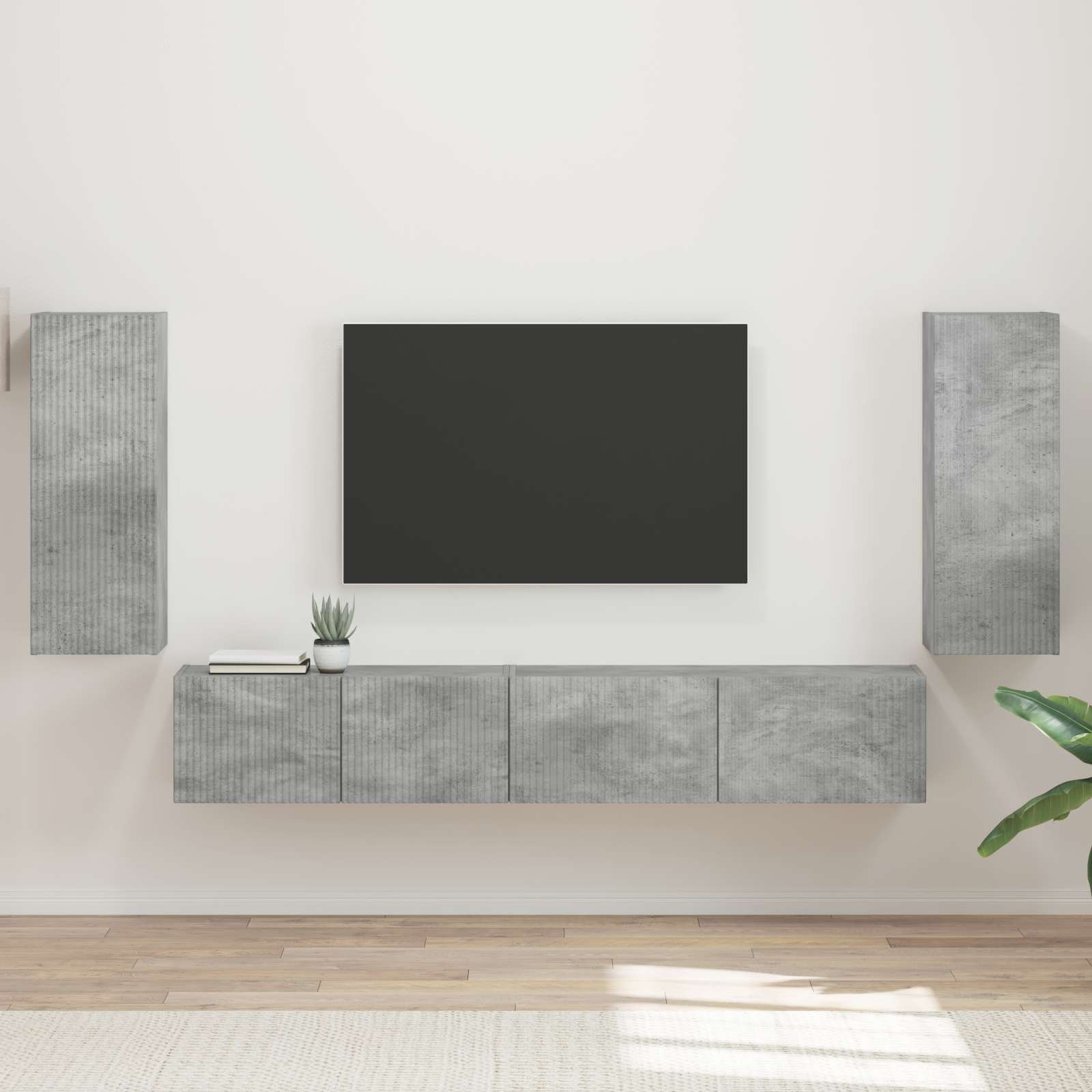 Conjunto De Mueble De Tv 4 Pcs Madera De Ingeniería