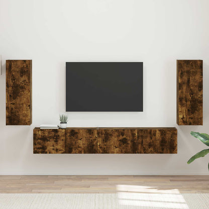 Conjunto De Mueble De Tv 4 Pcs Madera De Ingeniería