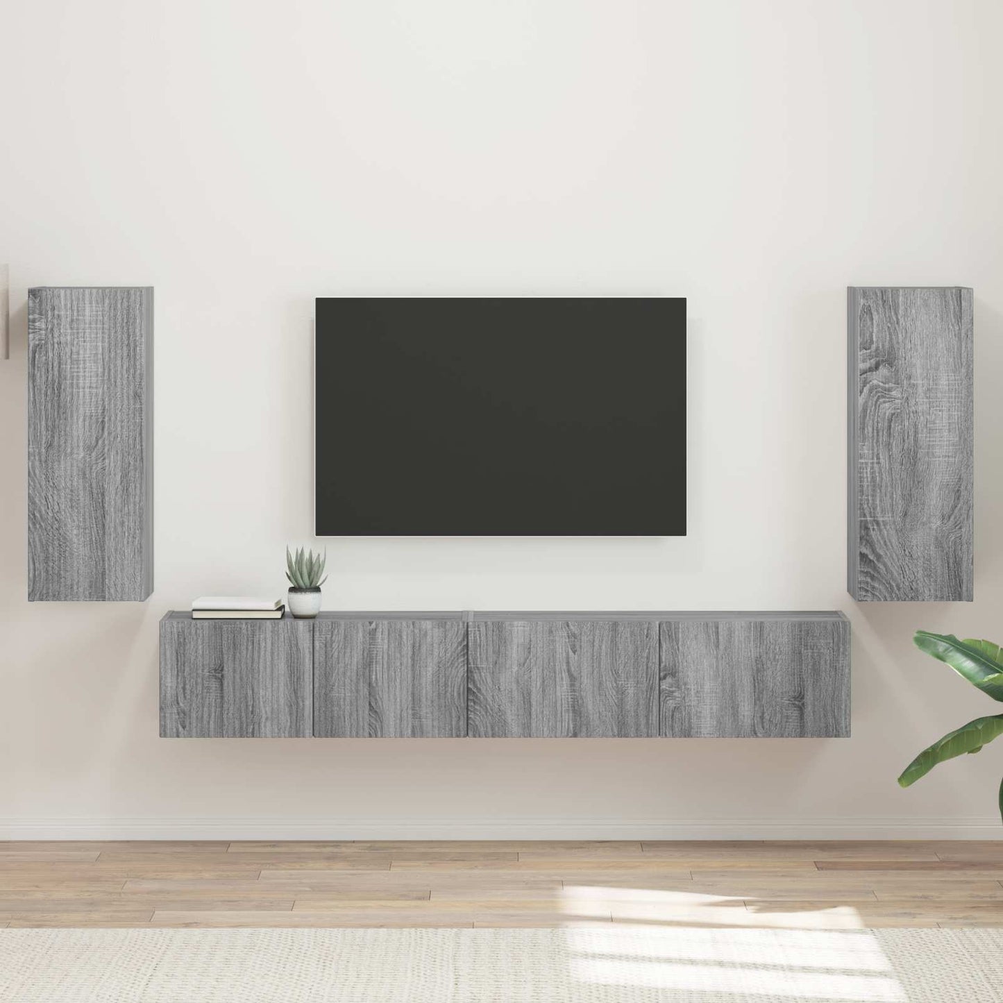 Conjunto De Mueble De Tv 4 Pcs Madera De Ingeniería
