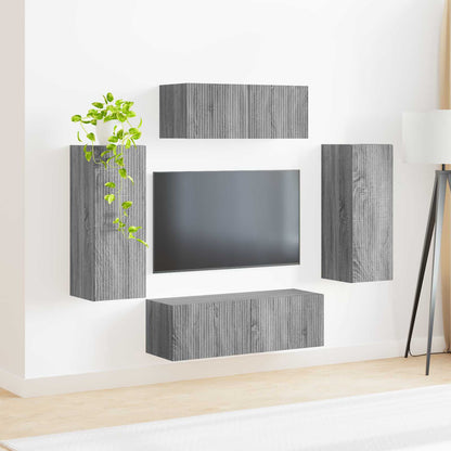 Conjunto De Mueble De Tv 4 Pcs Madera De Ingeniería