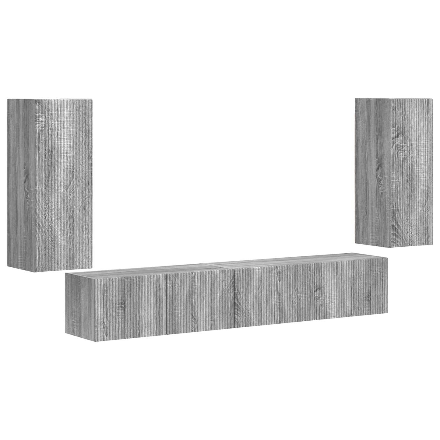 Conjunto De Mueble De Tv 4 Pcs Madera De Ingeniería