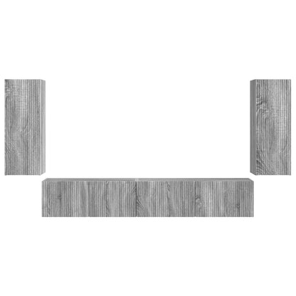 Conjunto De Mueble De Tv 4 Pcs Madera De Ingeniería