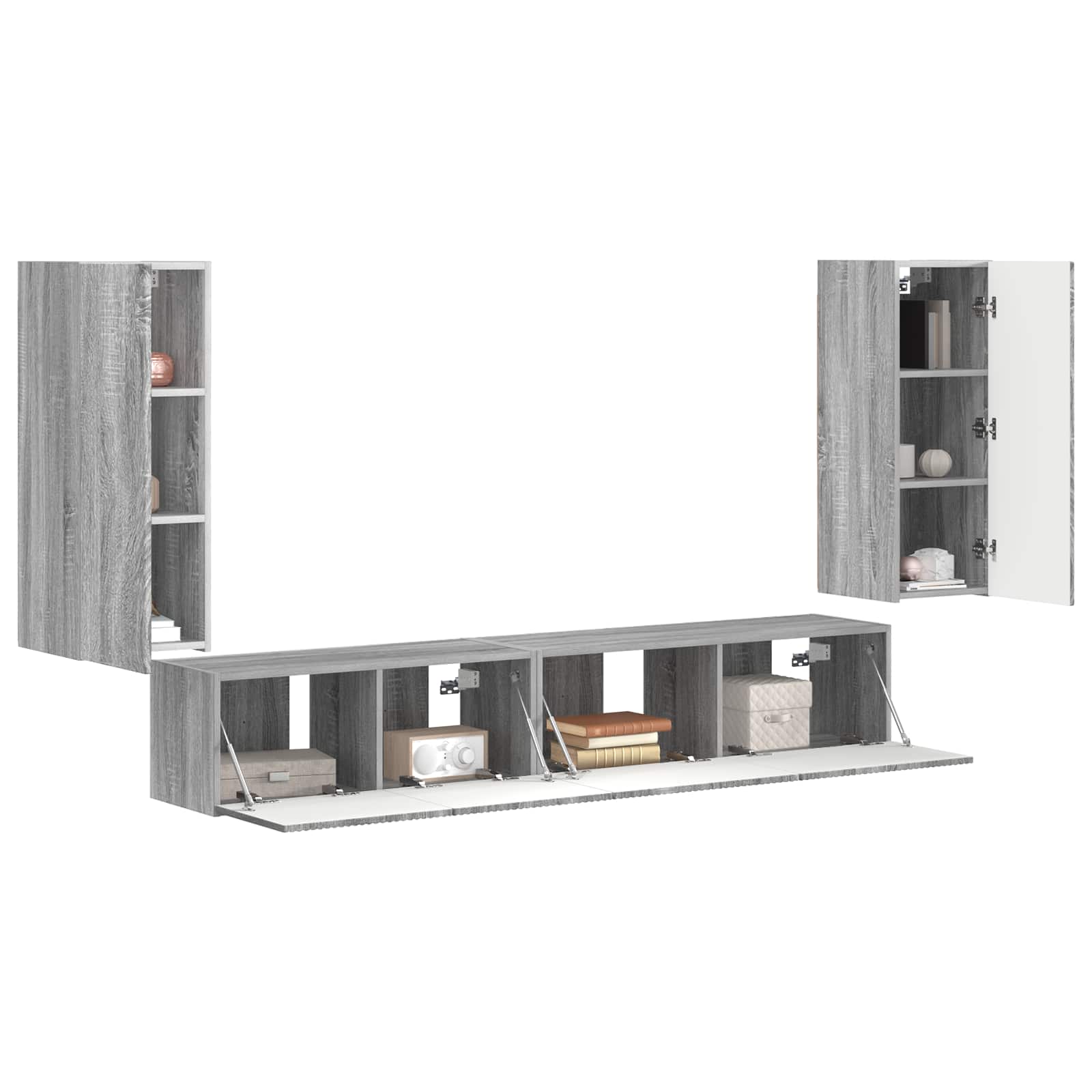 Conjunto De Mueble De Tv 4 Pcs Madera De Ingeniería