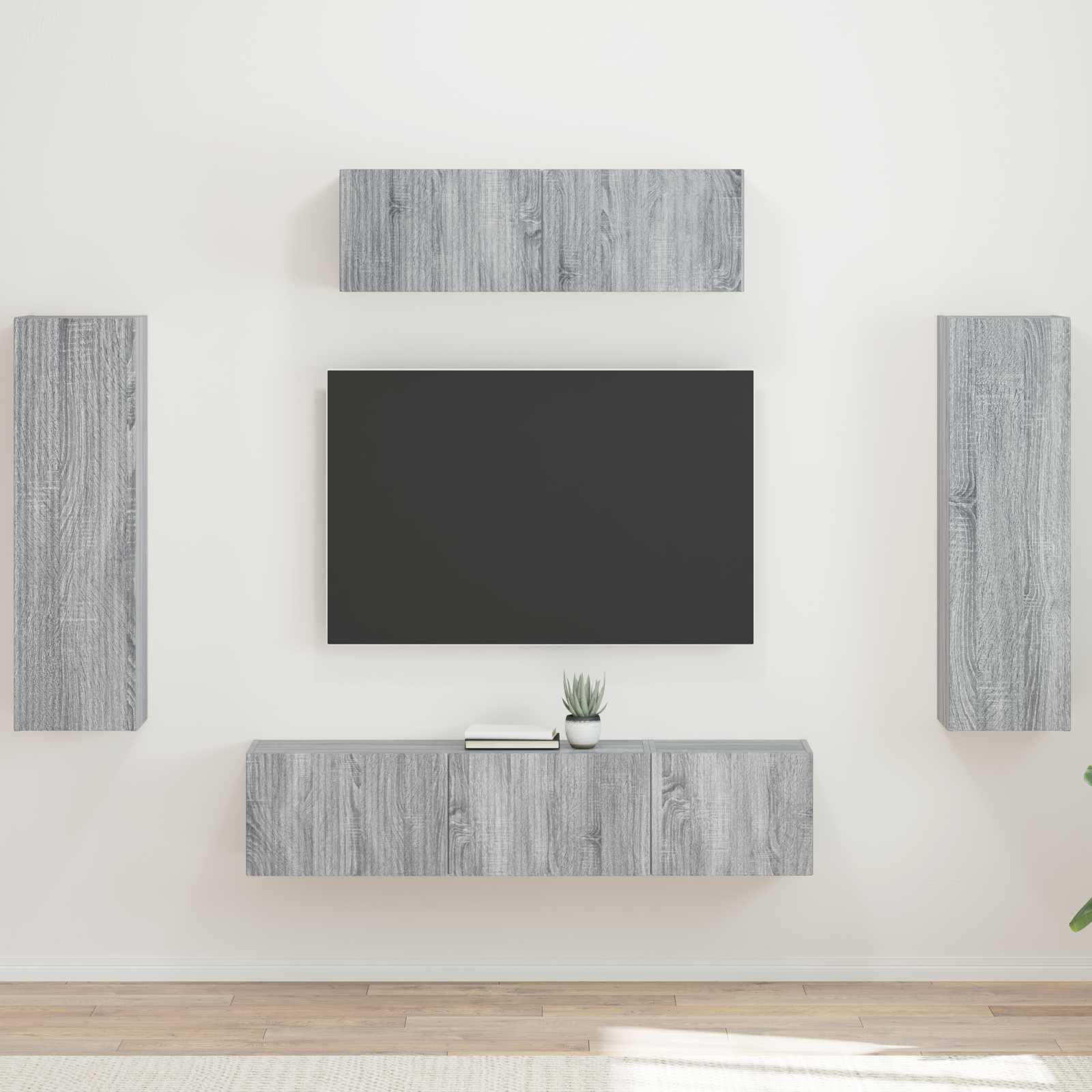Mueble De Tv 5 Pcs Madera Vieja
