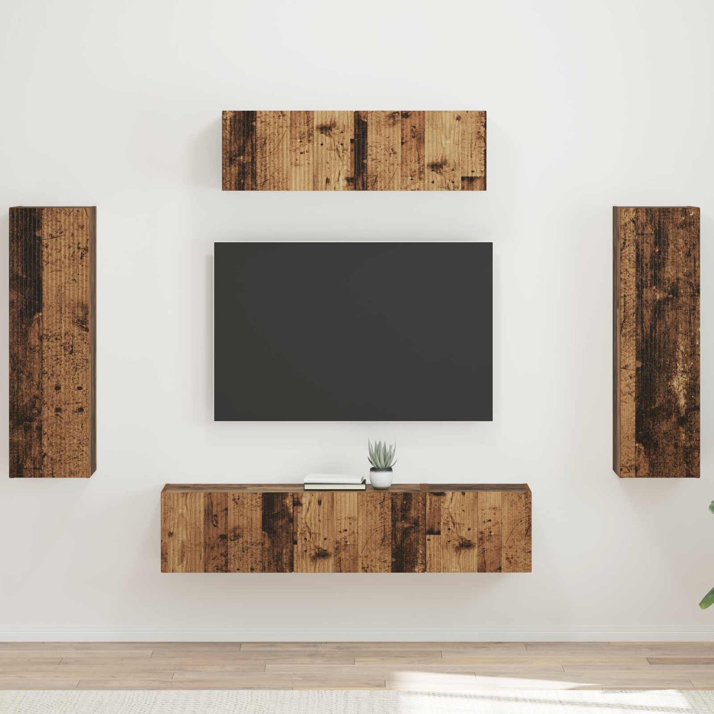 Mueble De Tv 5 Pcs Madera Vieja