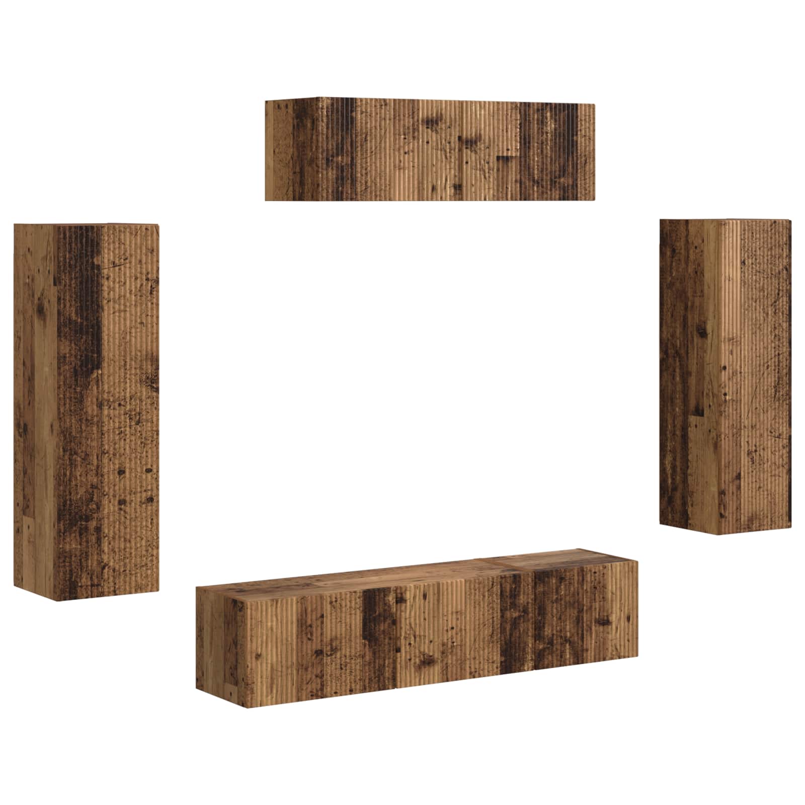 Mueble De Tv 5 Pcs Madera Vieja