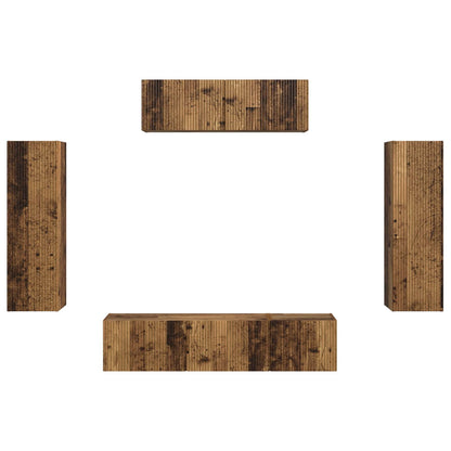 Mueble De Tv 5 Pcs Madera Vieja