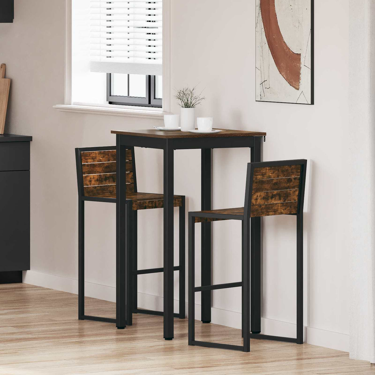 Mesa De Barra De Pie Madera De Ingeniería Cuadrado