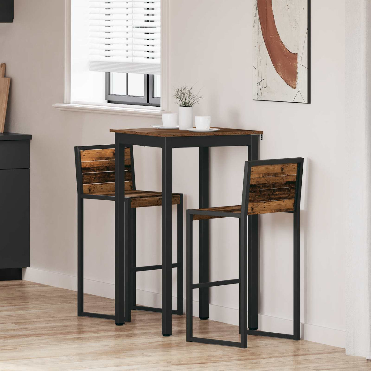 Mesa De Barra De Pie Madera De Ingeniería Cuadrado