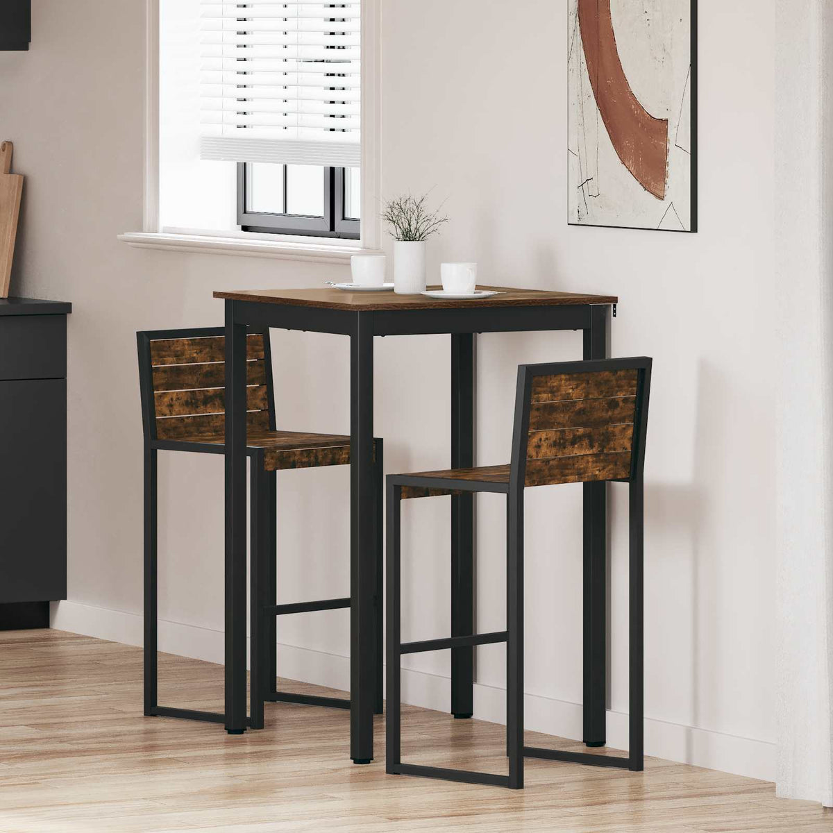 Mesa De Barra De Pie Madera De Ingeniería Cuadrado