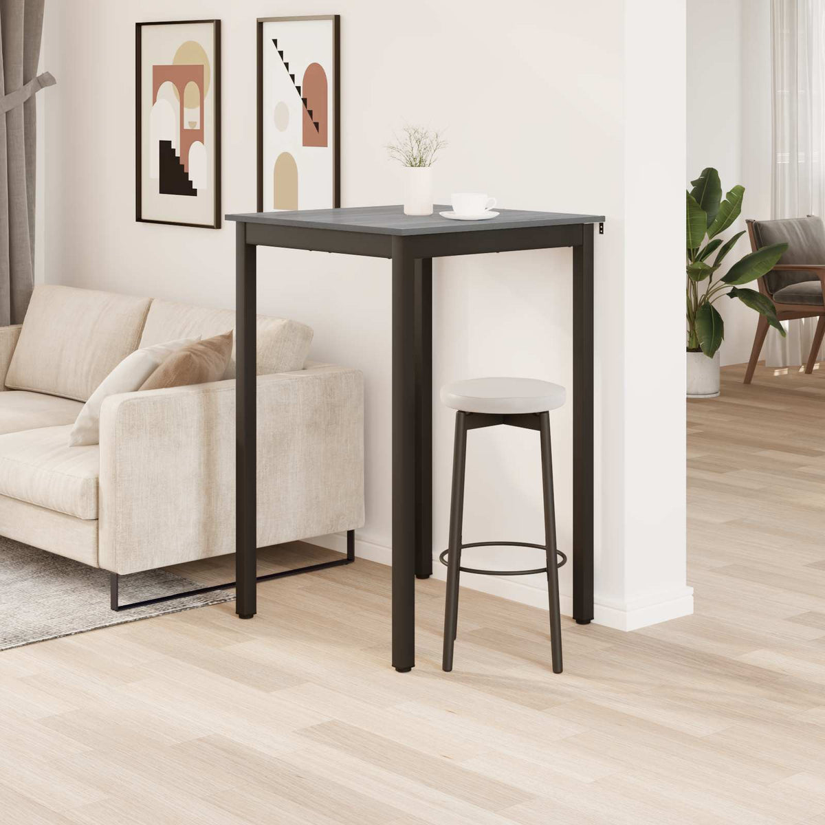 Mesa De Barra De Pie Madera De Ingeniería Cuadrado