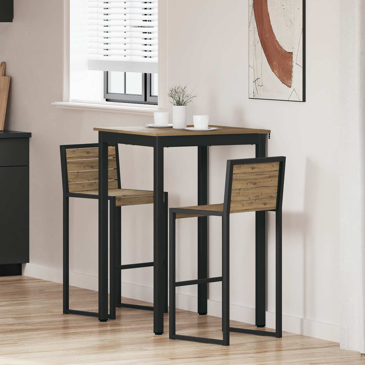 Mesa De Barra De Pie Madera De Ingeniería Cuadrado