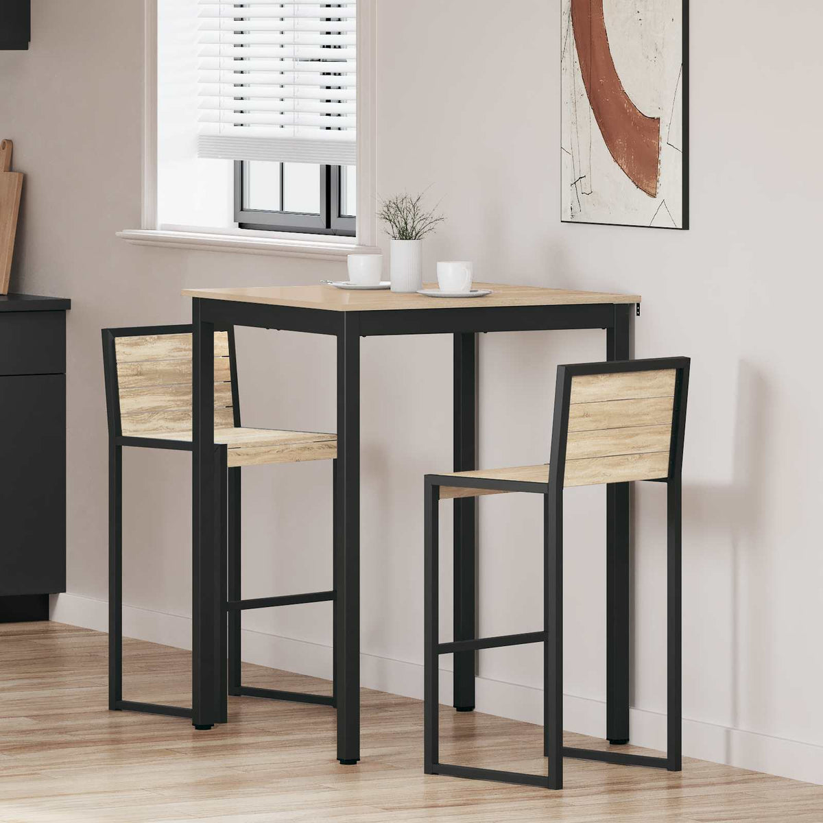 Mesa De Barra De Pie Madera De Ingeniería Cuadrado
