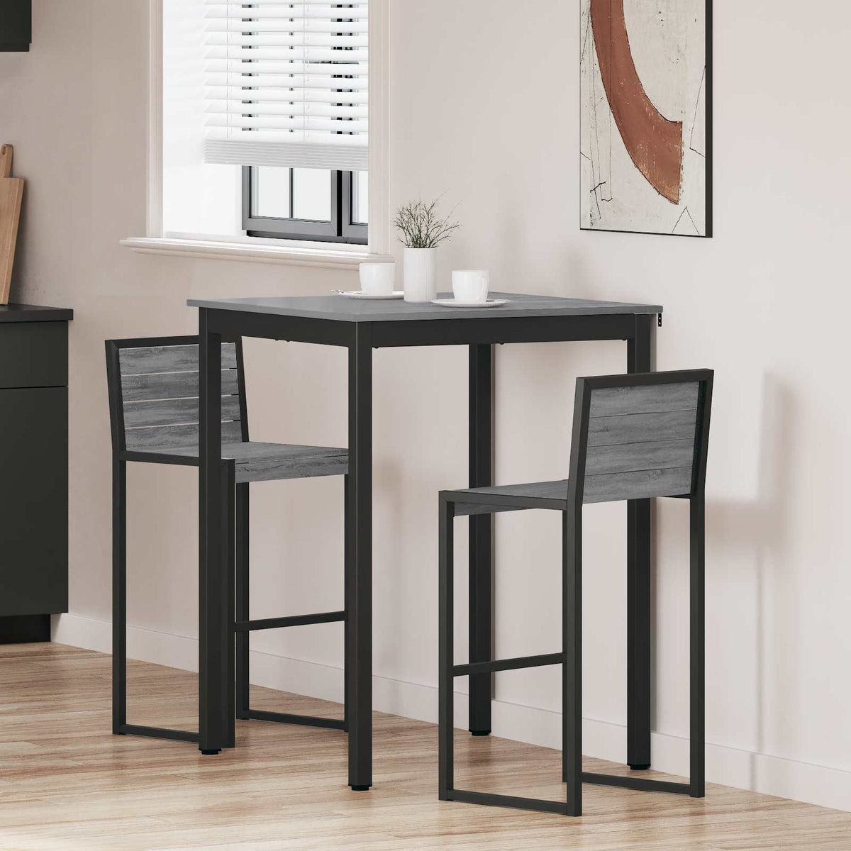 Mesa De Barra De Pie Madera De Ingeniería Cuadrado