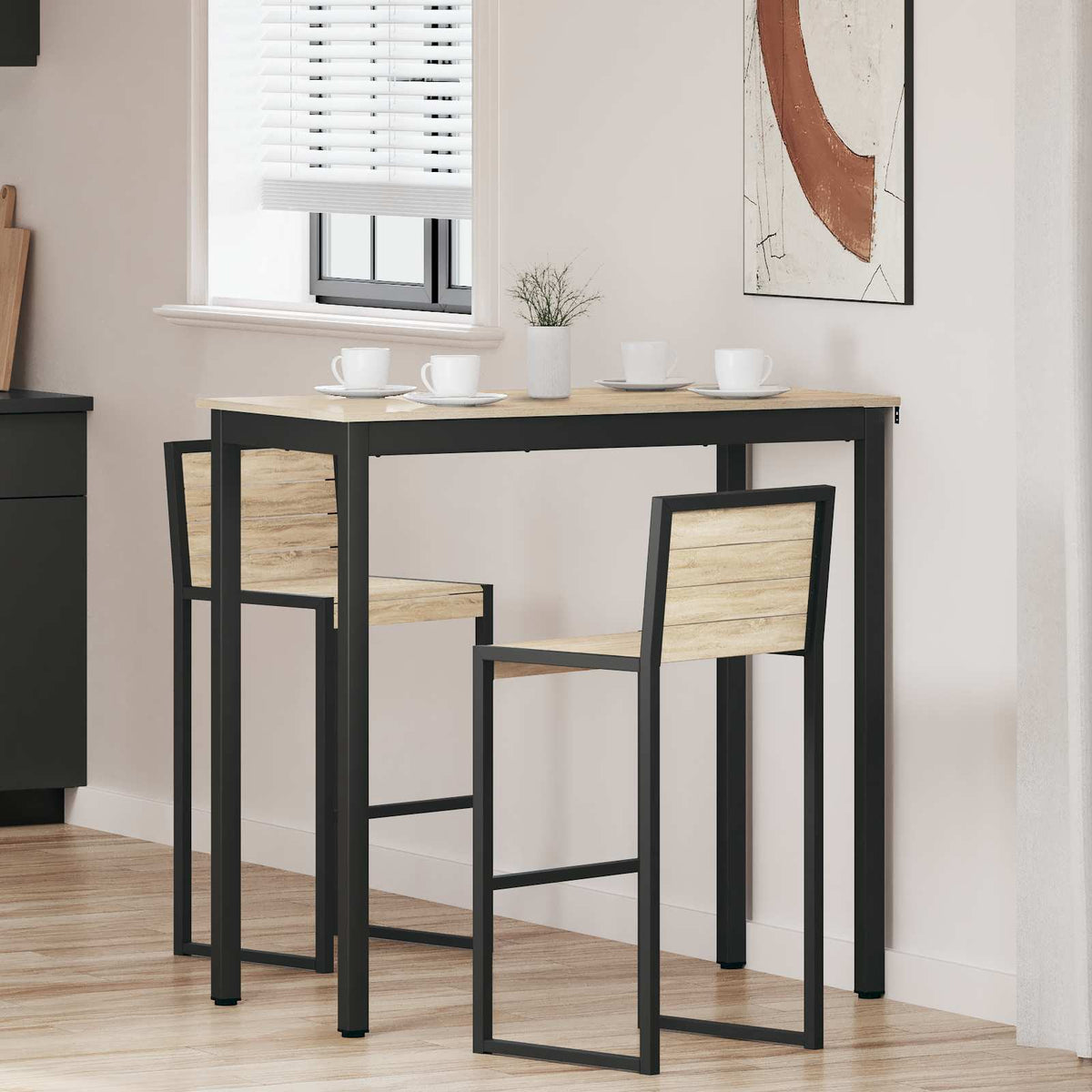 Mesa De Barra De Pie Madera De Ingeniería Cuadrado