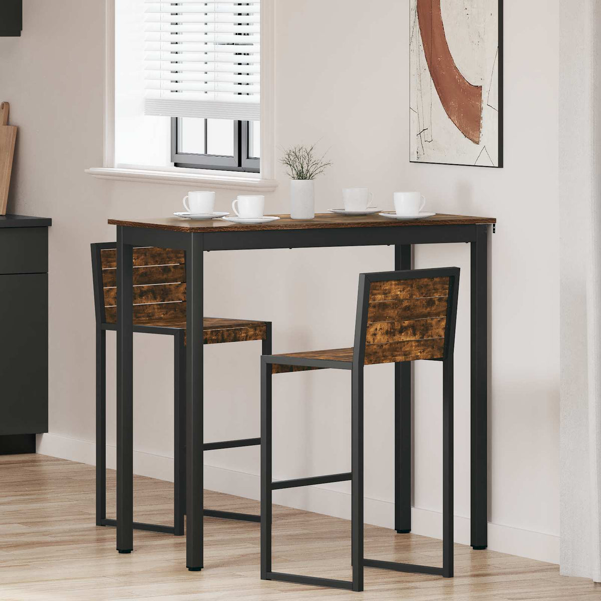 Mesa De Barra De Pie Madera De Ingeniería Cuadrado