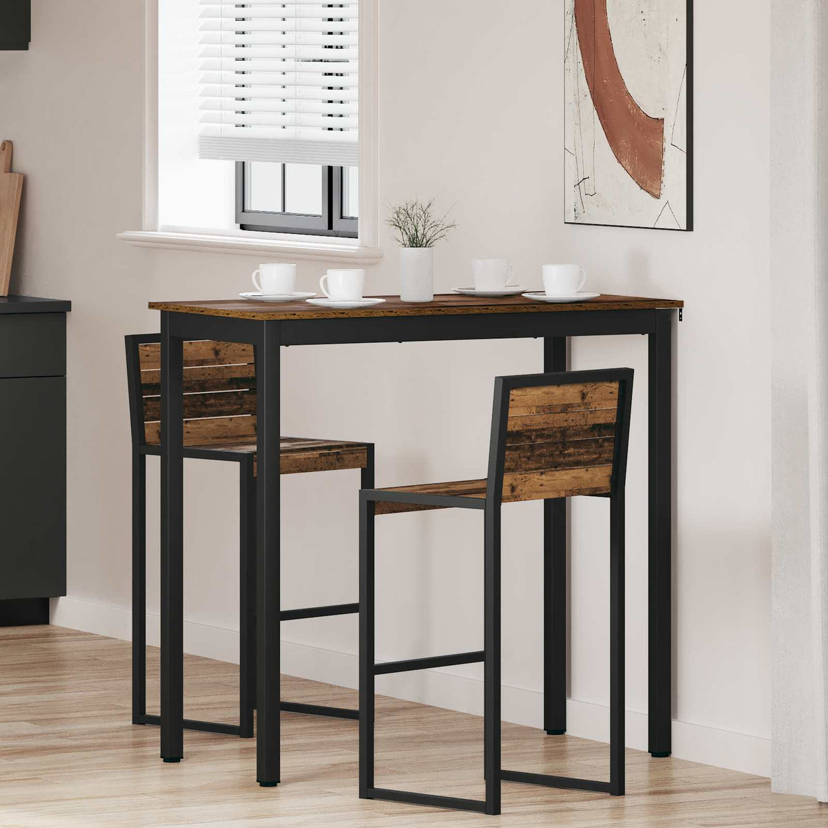 Mesa De Barra De Pie Madera De Ingeniería Cuadrado