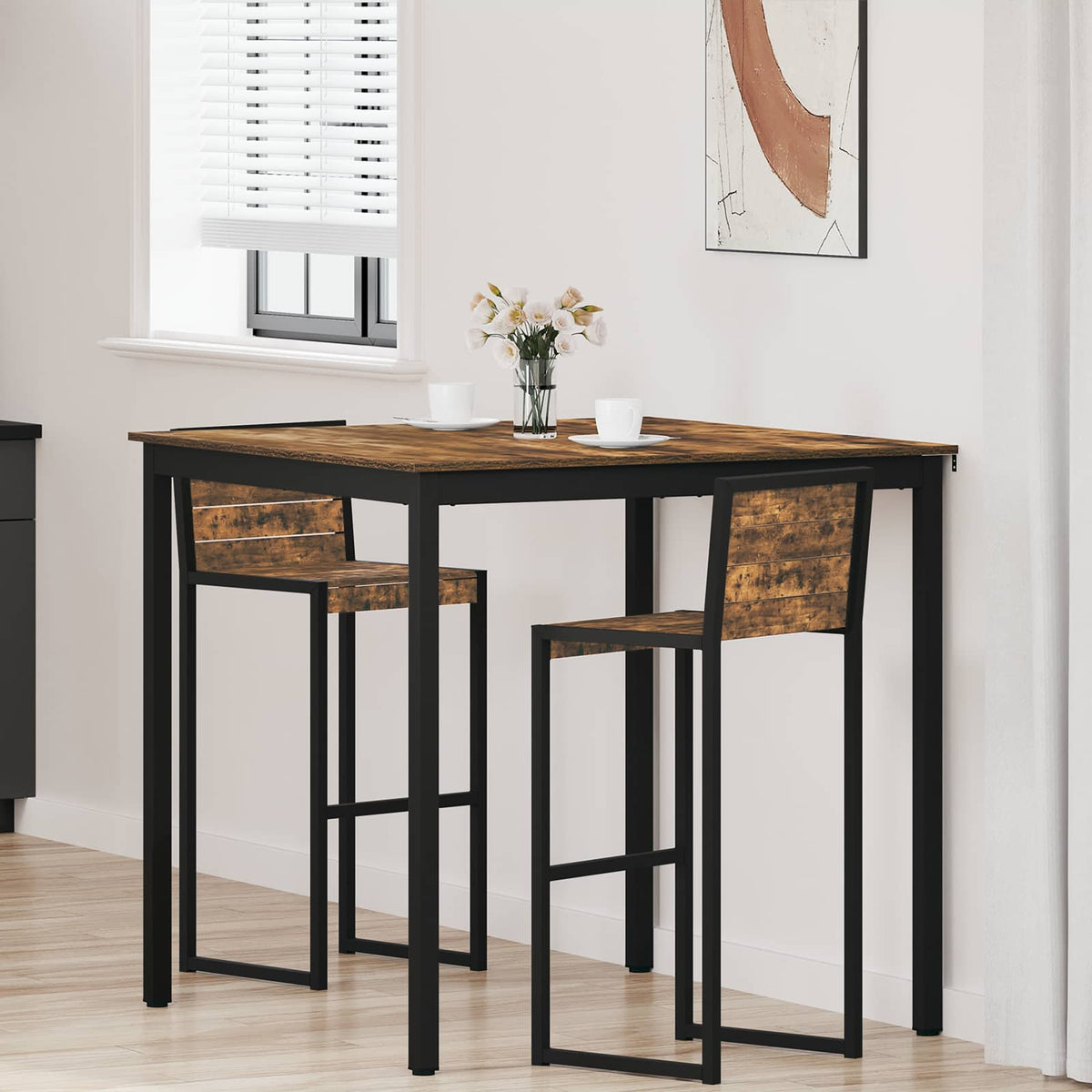 Mesa De Barra De Pie Madera De Ingeniería Cuadrado