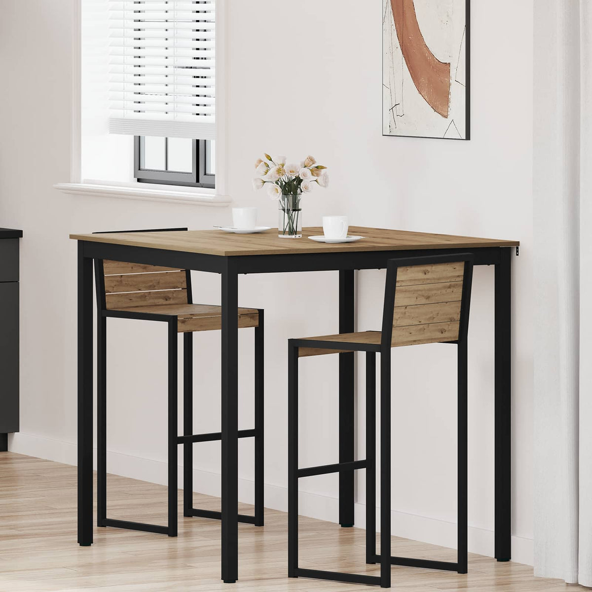 Mesa De Barra De Pie Madera De Ingeniería Cuadrado