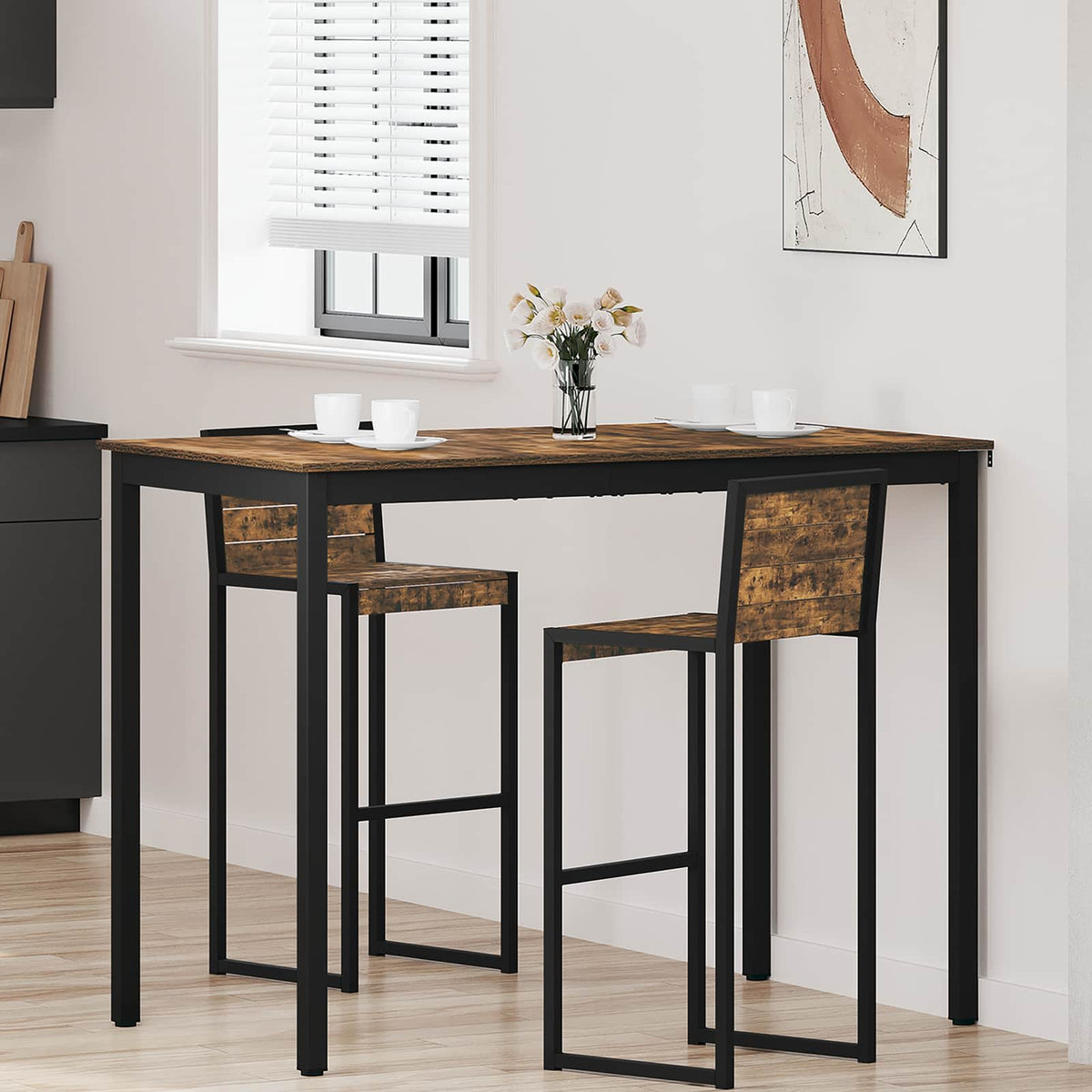 Mesa De Barra De Pie Madera De Ingeniería Cuadrado