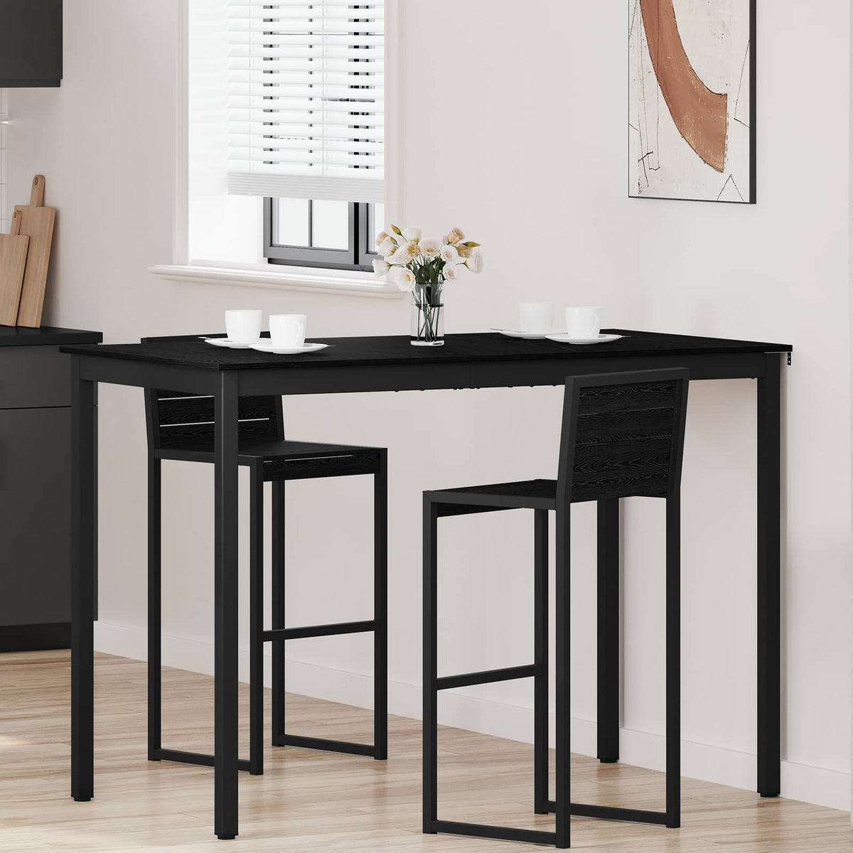 Mesa De Barra De Pie Madera De Ingeniería Cuadrado