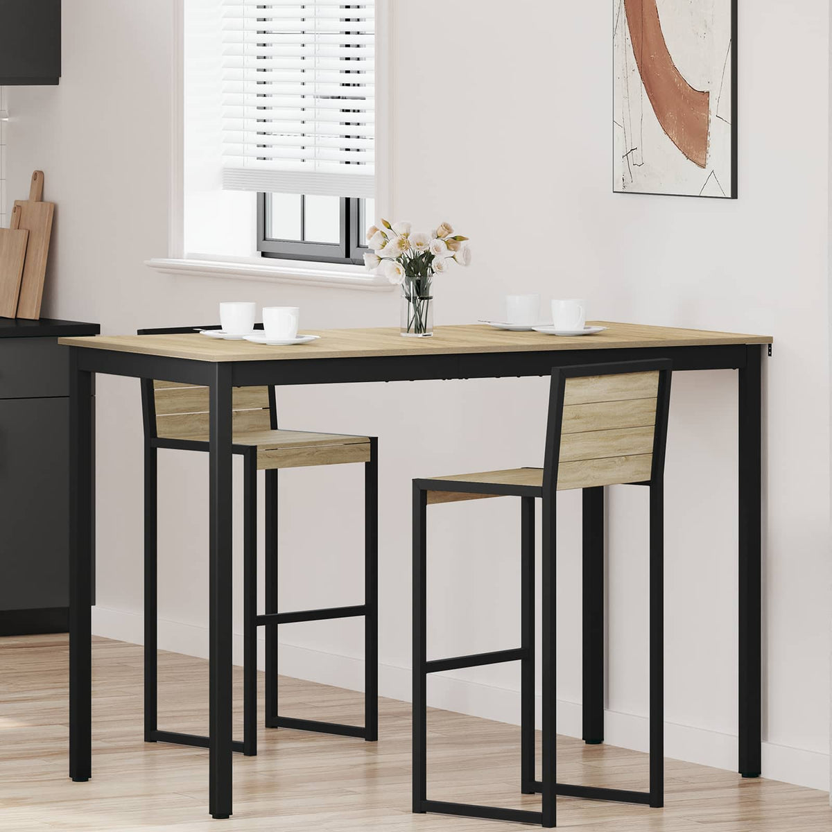 Mesa De Barra De Pie Madera De Ingeniería Cuadrado