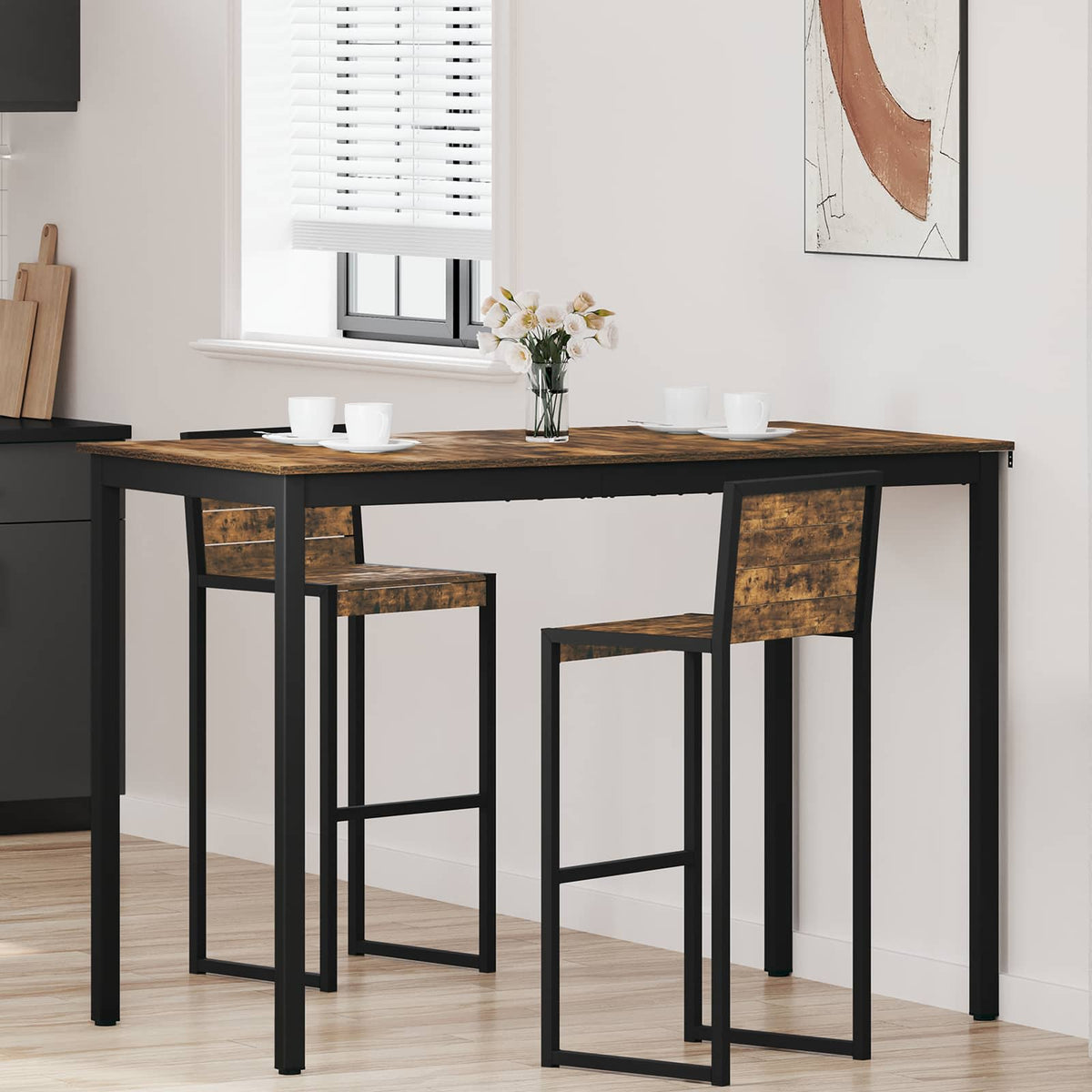 Mesa De Barra De Pie Madera De Ingeniería Cuadrado