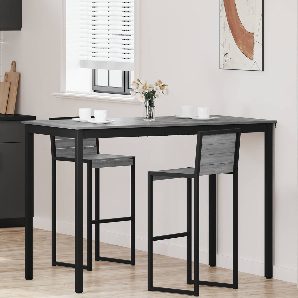 Mesa De Barra De Pie Madera De Ingeniería Cuadrado