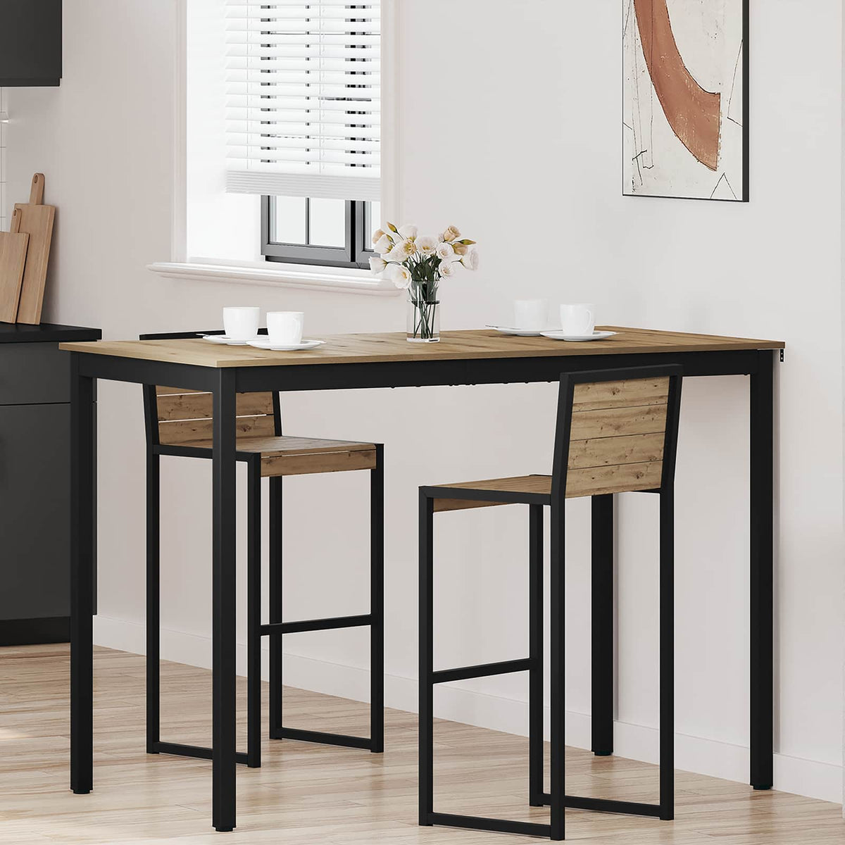 Mesa De Barra De Pie Madera De Ingeniería Cuadrado