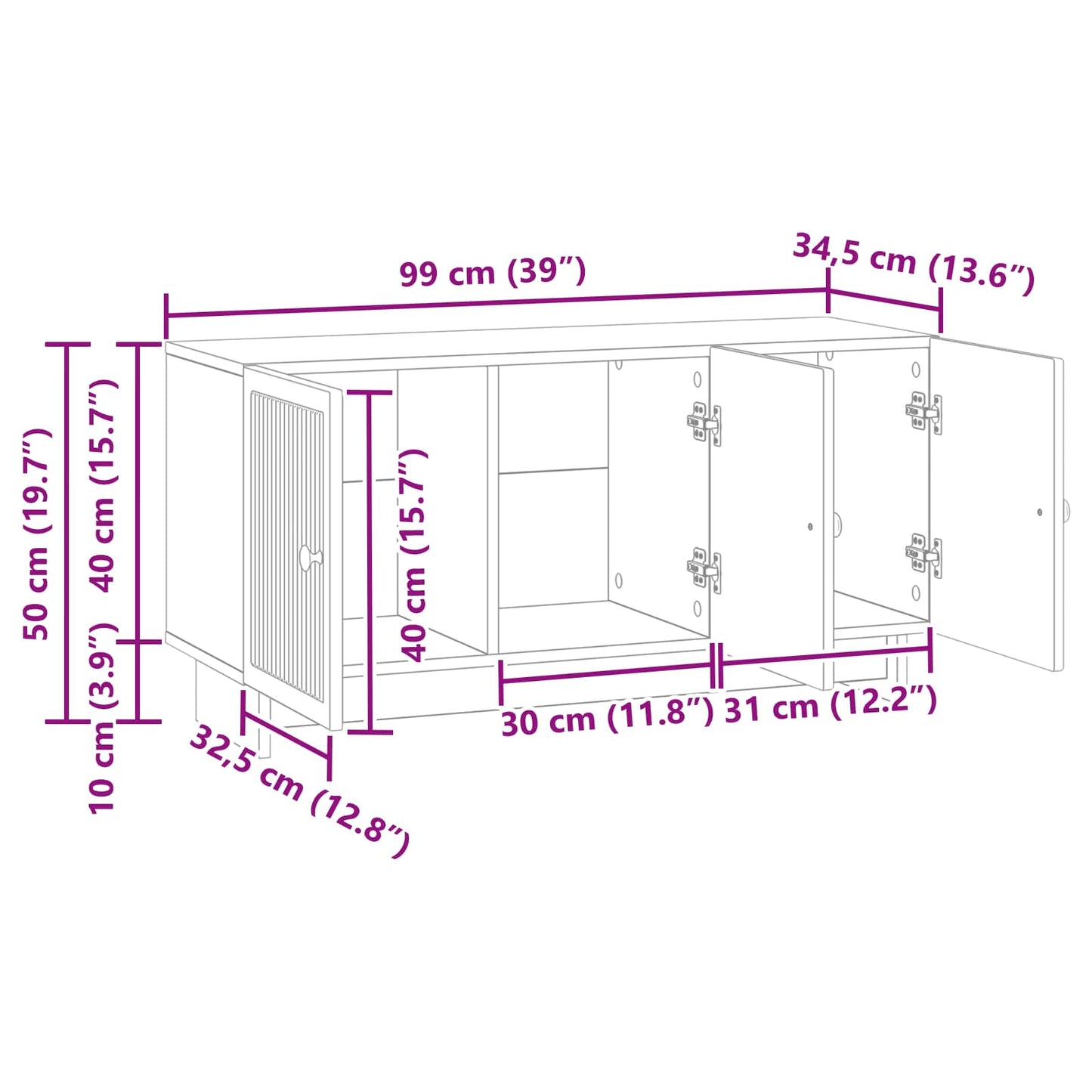 Mueble De Tv 99 X 34,5 X 50 Cm