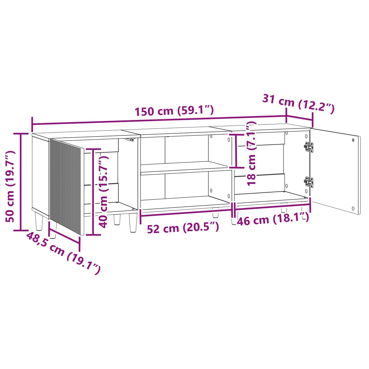 Mueble De Tv 150 X 31 X 50 Cm